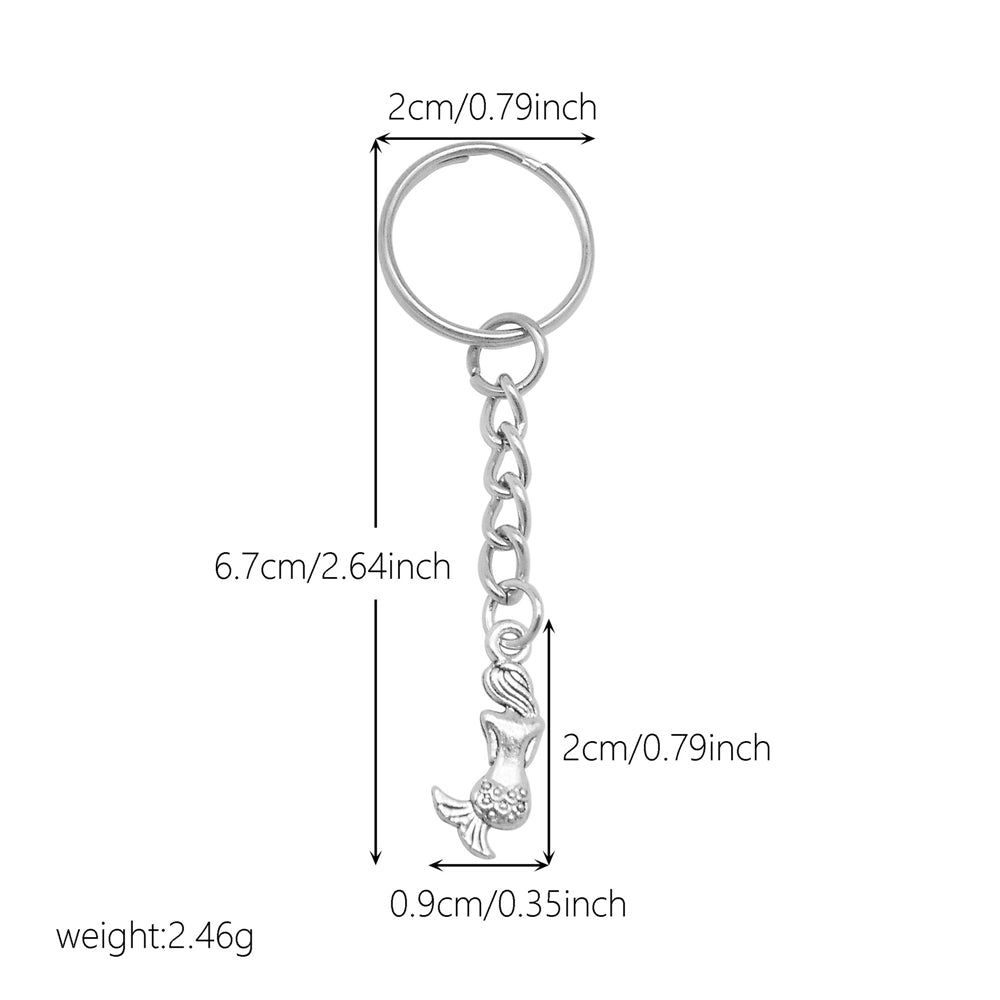 10Pcs Retro Silver Dangle Pendant with Conncetor Loop - Alloy Keyring Heart Star Moon Shape Charm Handmade Keychain for Car Key & Bag Decoration