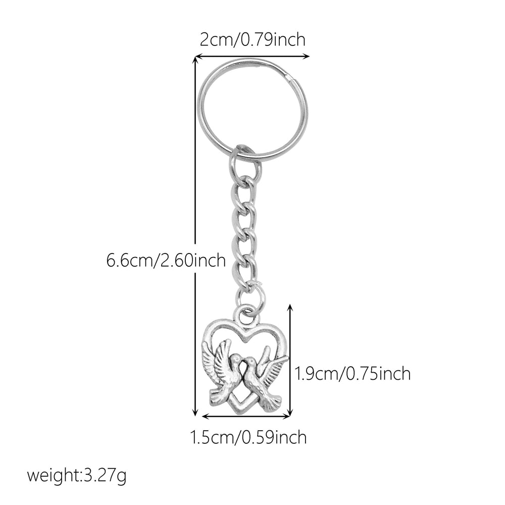 10Pcs Retro Silver Dangle Pendant with Conncetor Loop - Alloy Keyring Heart Star Moon Shape Charm Handmade Keychain for Car Key & Bag Decoration