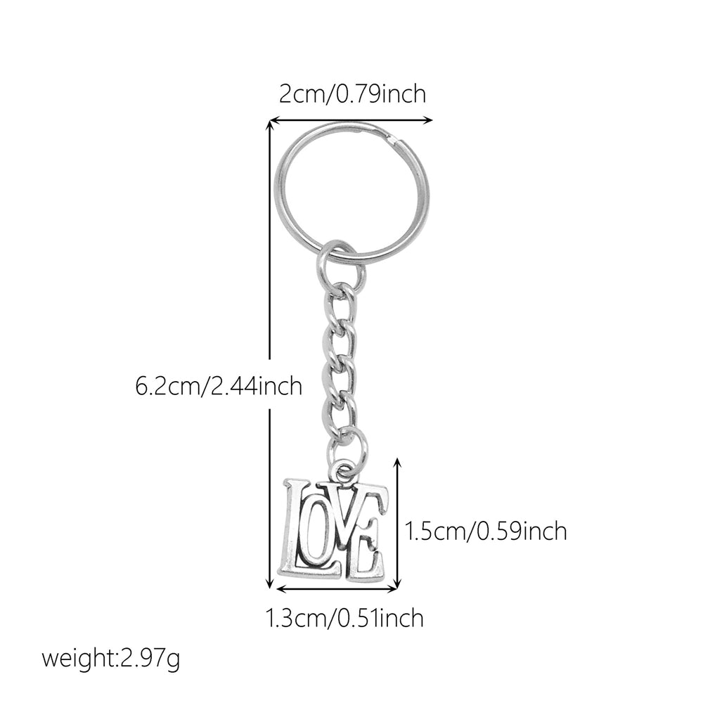 10Pcs Retro Silver Dangle Pendant with Conncetor Loop - Alloy Keyring Heart Star Moon Shape Charm Handmade Keychain for Car Key & Bag Decoration