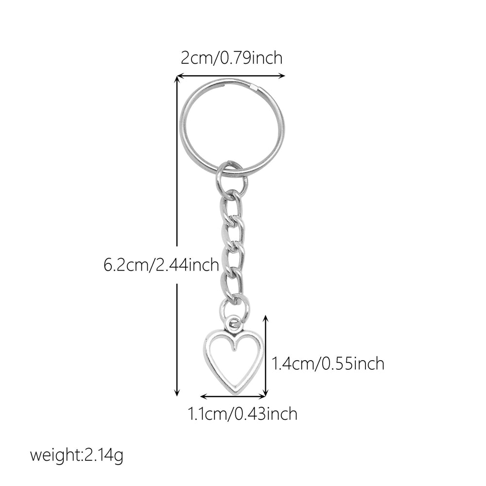 10Pcs Retro Silver Dangle Pendant with Conncetor Loop - Alloy Keyring Heart Star Moon Shape Charm Handmade Keychain for Car Key & Bag Decoration