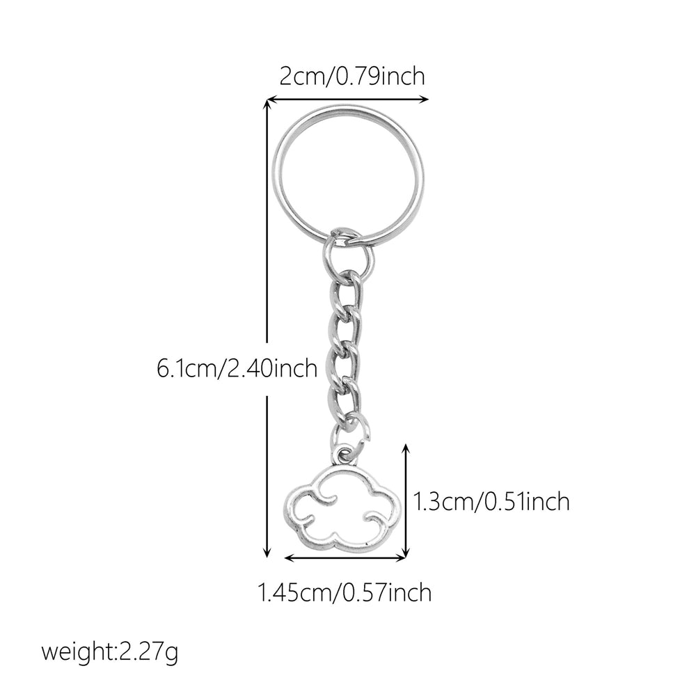 10Pcs Retro Silver Dangle Pendant with Conncetor Loop - Alloy Keyring Heart Star Moon Shape Charm Handmade Keychain for Car Key & Bag Decoration