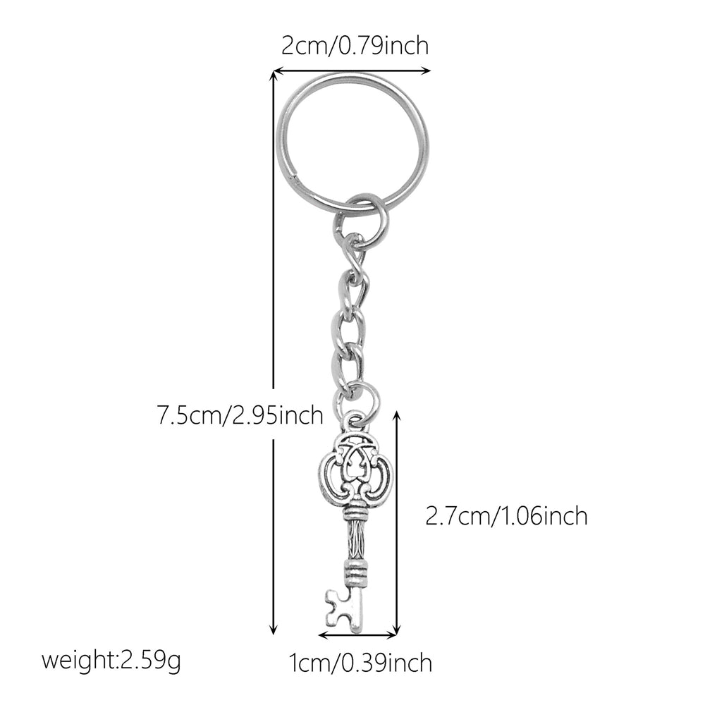 10Pcs Retro Silver Dangle Pendant with Conncetor Loop - Alloy Keyring Heart Star Moon Shape Charm Handmade Keychain for Car Key & Bag Decoration