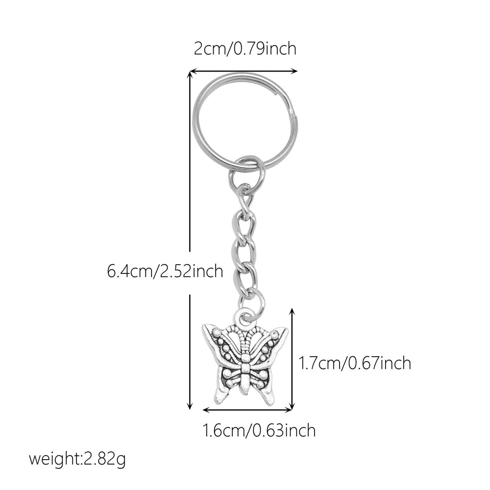 10Pcs Retro Silver Dangle Pendant with Conncetor Loop - Alloy Keyring Heart Star Moon Shape Charm Handmade Keychain for Car Key & Bag Decoration