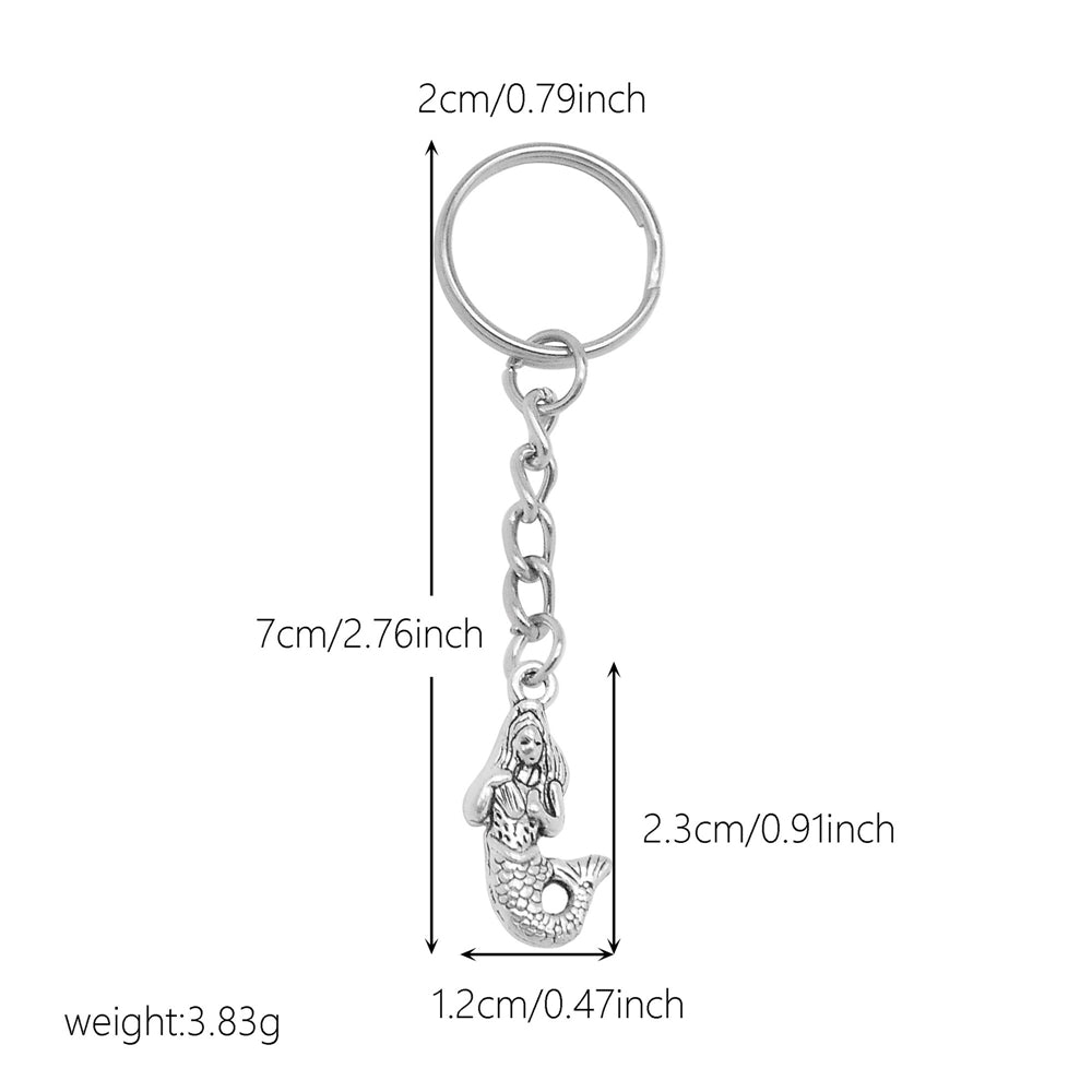 10Pcs Retro Silver Dangle Pendant with Conncetor Loop - Alloy Keyring Heart Star Moon Shape Charm Handmade Keychain for Car Key & Bag Decoration