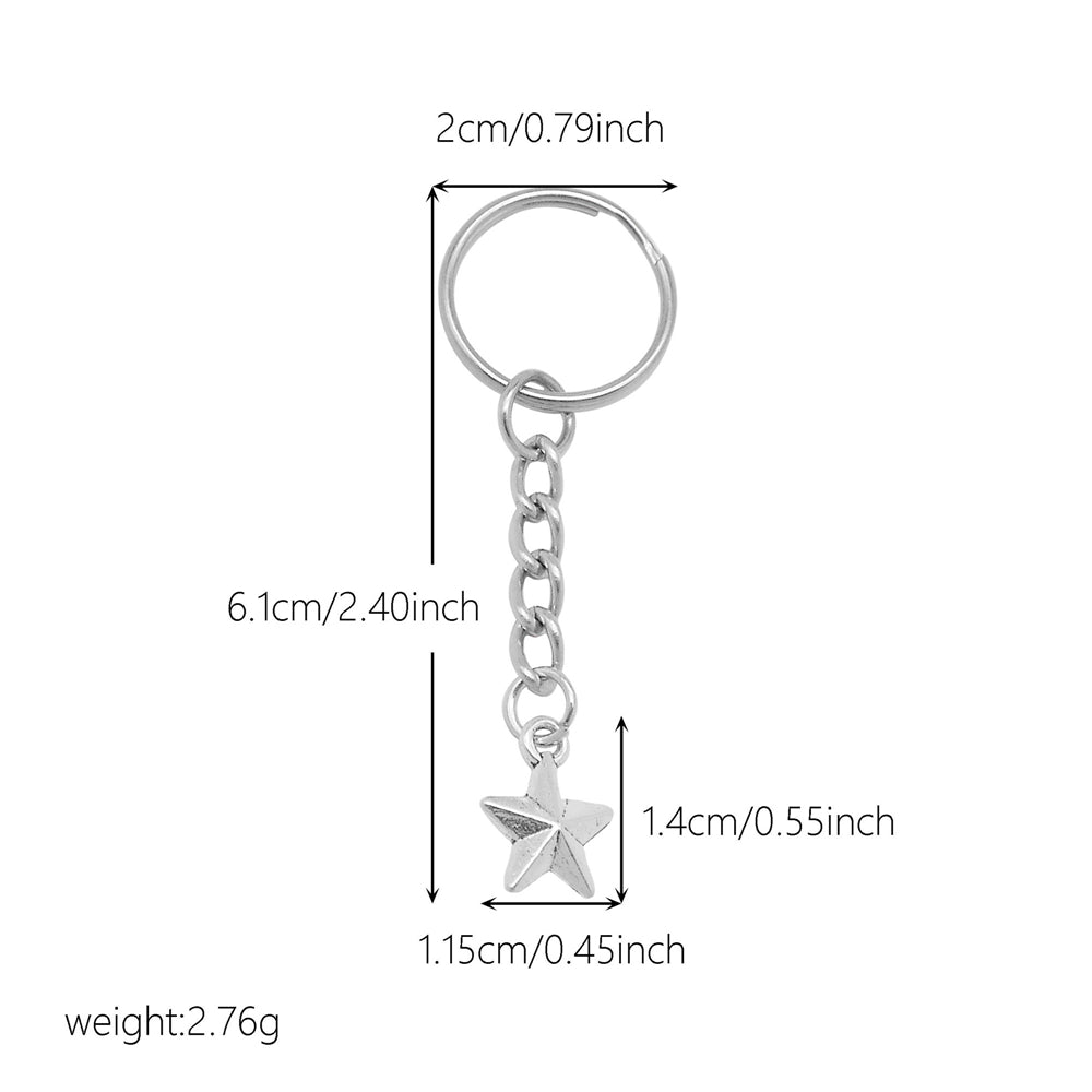10Pcs Retro Silver Dangle Pendant with Conncetor Loop - Alloy Keyring Heart Star Moon Shape Charm Handmade Keychain for Car Key & Bag Decoration