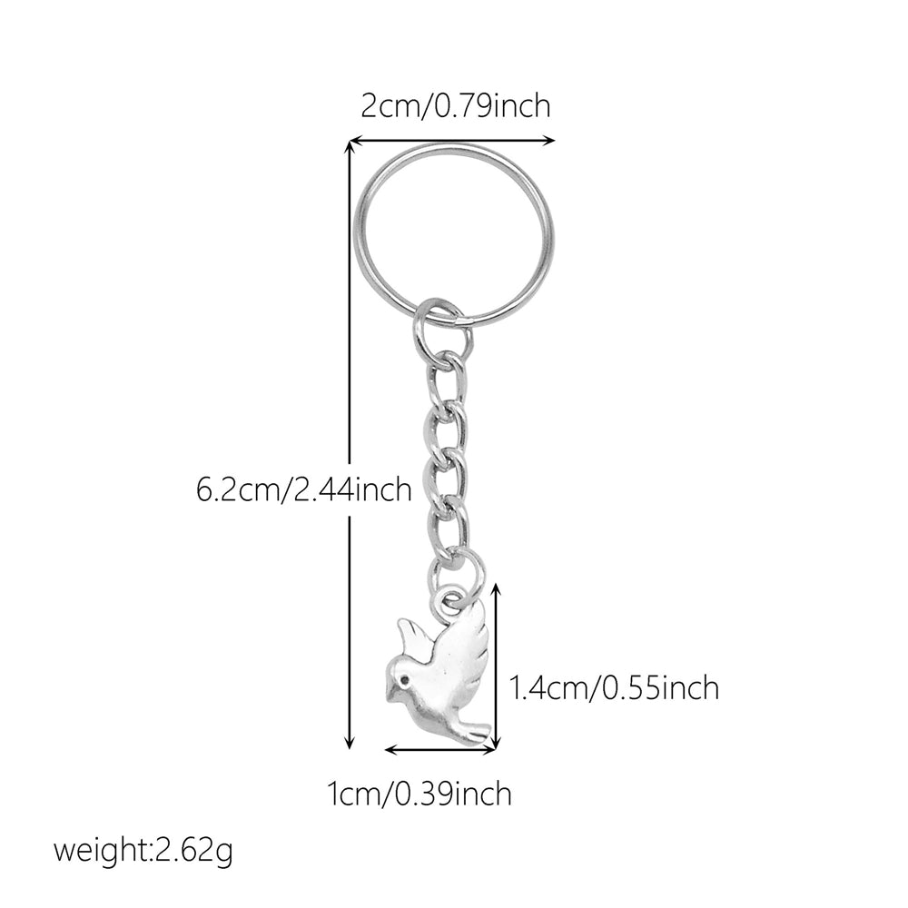 10Pcs Retro Silver Dangle Pendant with Conncetor Loop - Alloy Keyring Heart Star Moon Shape Charm Handmade Keychain for Car Key & Bag Decoration