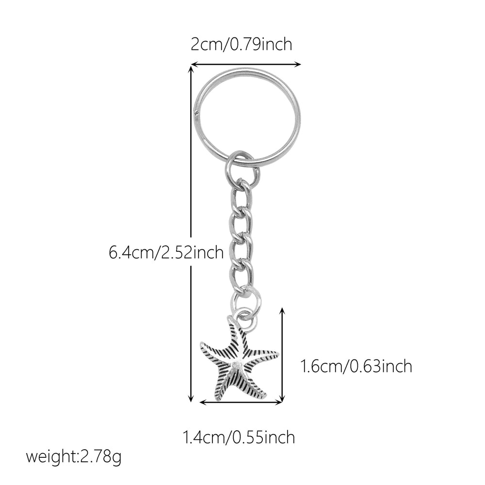 10Pcs Retro Silver Dangle Pendant with Conncetor Loop - Alloy Keyring Heart Star Moon Shape Charm Handmade Keychain for Car Key & Bag Decoration