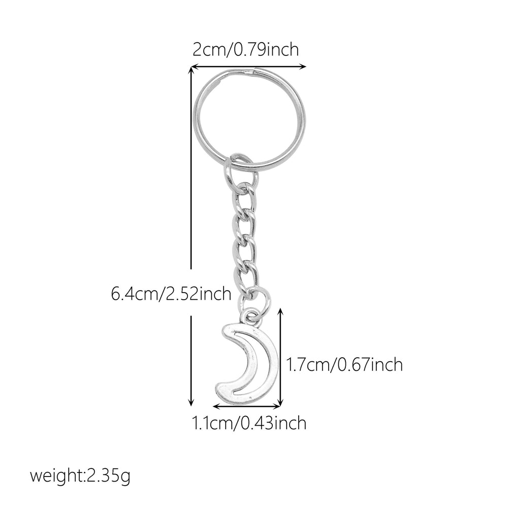 10Pcs Retro Silver Dangle Pendant with Conncetor Loop - Alloy Keyring Heart Star Moon Shape Charm Handmade Keychain for Car Key & Bag Decoration