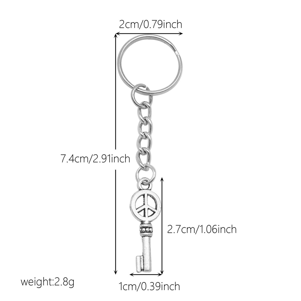10Pcs Retro Silver Dangle Pendant with Conncetor Loop - Alloy Keyring Heart Star Moon Shape Charm Handmade Keychain for Car Key & Bag Decoration