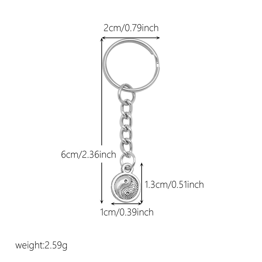10Pcs Retro Silver Dangle Pendant with Conncetor Loop - Alloy Keyring Heart Star Moon Shape Charm Handmade Keychain for Car Key & Bag Decoration