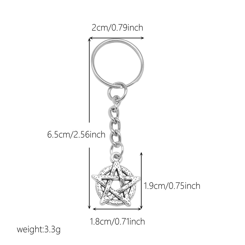 10Pcs Retro Silver Dangle Pendant with Conncetor Loop - Alloy Keyring Heart Star Moon Shape Charm Handmade Keychain for Car Key & Bag Decoration