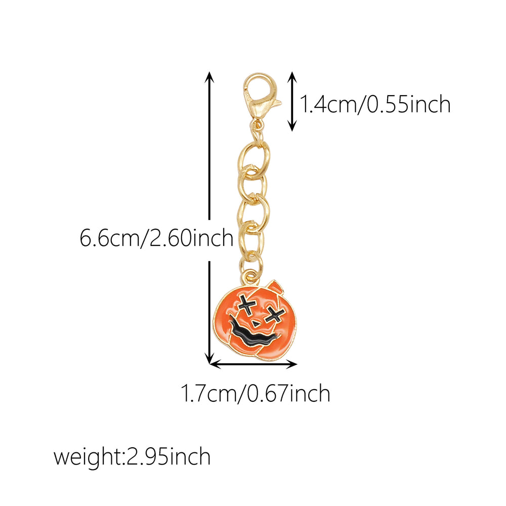 10Pcs Halloween Dangle Charm with Lobster Clasp - Alloy Keychain Bat Ghost Spider Shape Pendant for Bag Decoration DIY Jewelry Earrings Supplies