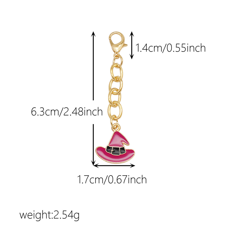 10Pcs Halloween Dangle Charm with Lobster Clasp - Alloy Keychain Bat Ghost Spider Shape Pendant for Bag Decoration DIY Jewelry Earrings Supplies