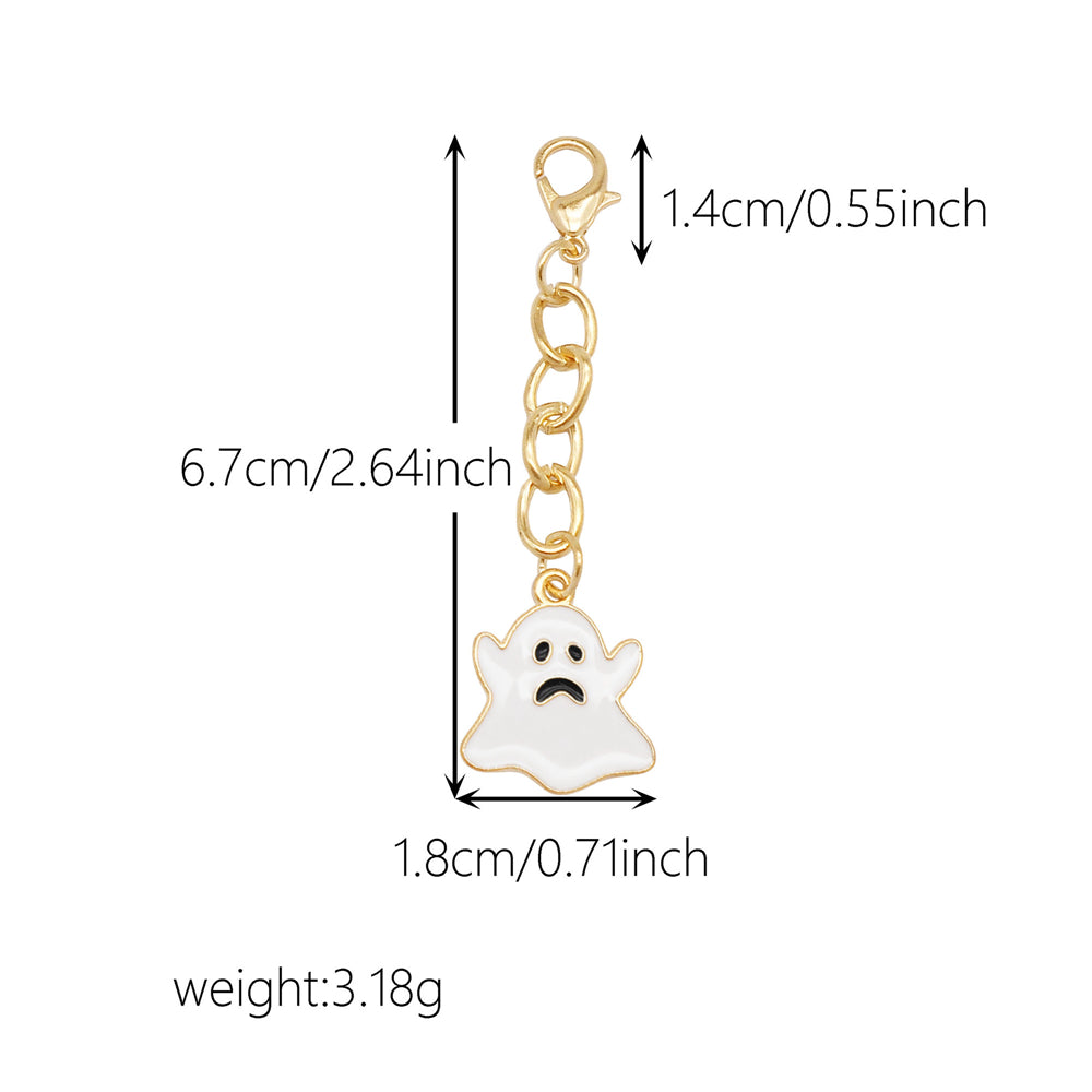 10Pcs Halloween Dangle Charm with Lobster Clasp - Alloy Keychain Bat Ghost Spider Shape Pendant for Bag Decoration DIY Jewelry Earrings Supplies