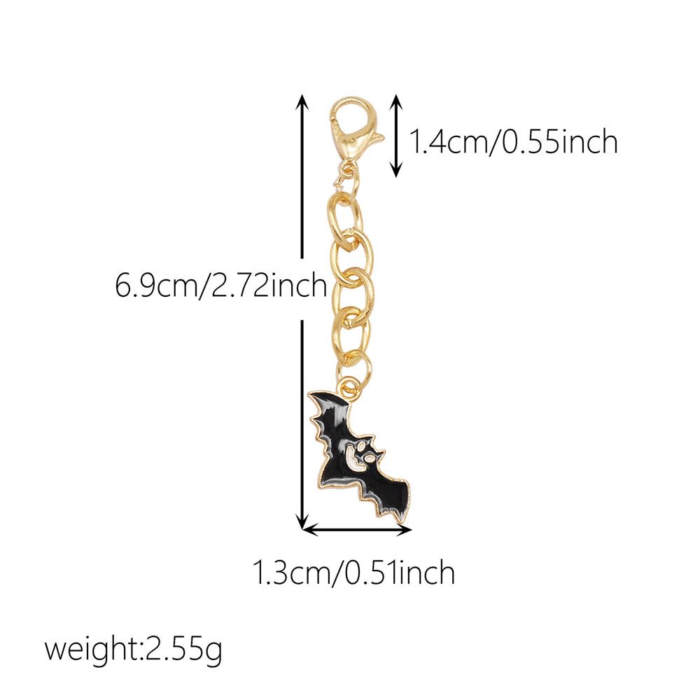 10Pcs Halloween Dangle Charm with Lobster Clasp - Alloy Keychain Bat Ghost Spider Shape Pendant for Bag Decoration DIY Jewelry Earrings Supplies