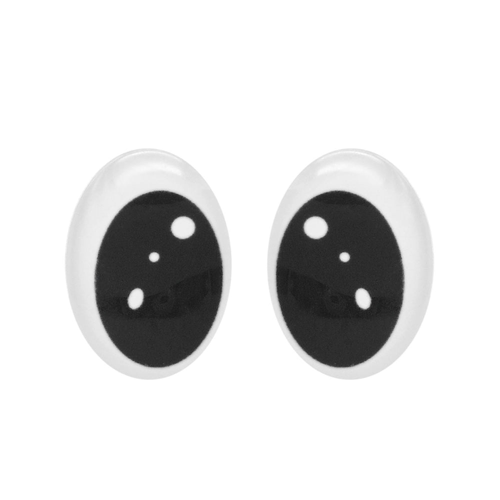 10pairs Cartoon Bear Eyes Oval Doll Eyes Flat Back Glass Cabochons for Plush Doll Toy Decor, DIY Jewelry Making Supplies