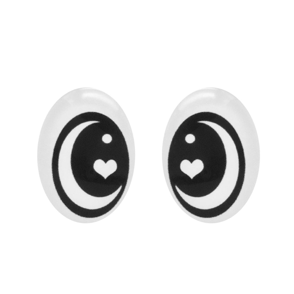 10pairs Cartoon Bear Eyes Oval Doll Eyes Flat Back Glass Cabochons for Plush Doll Toy Decor, DIY Jewelry Making Supplies
