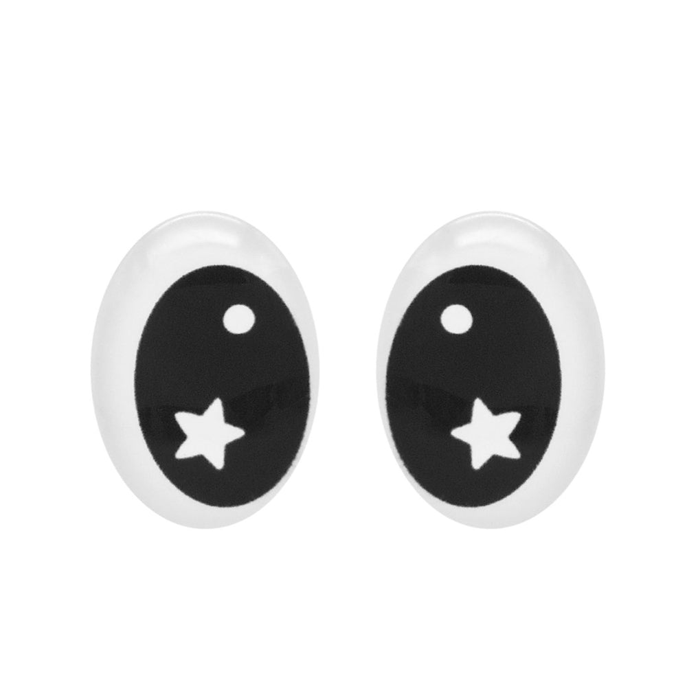 10pairs Cartoon Bear Eyes Oval Doll Eyes Flat Back Glass Cabochons for Plush Doll Toy Decor, DIY Jewelry Making Supplies