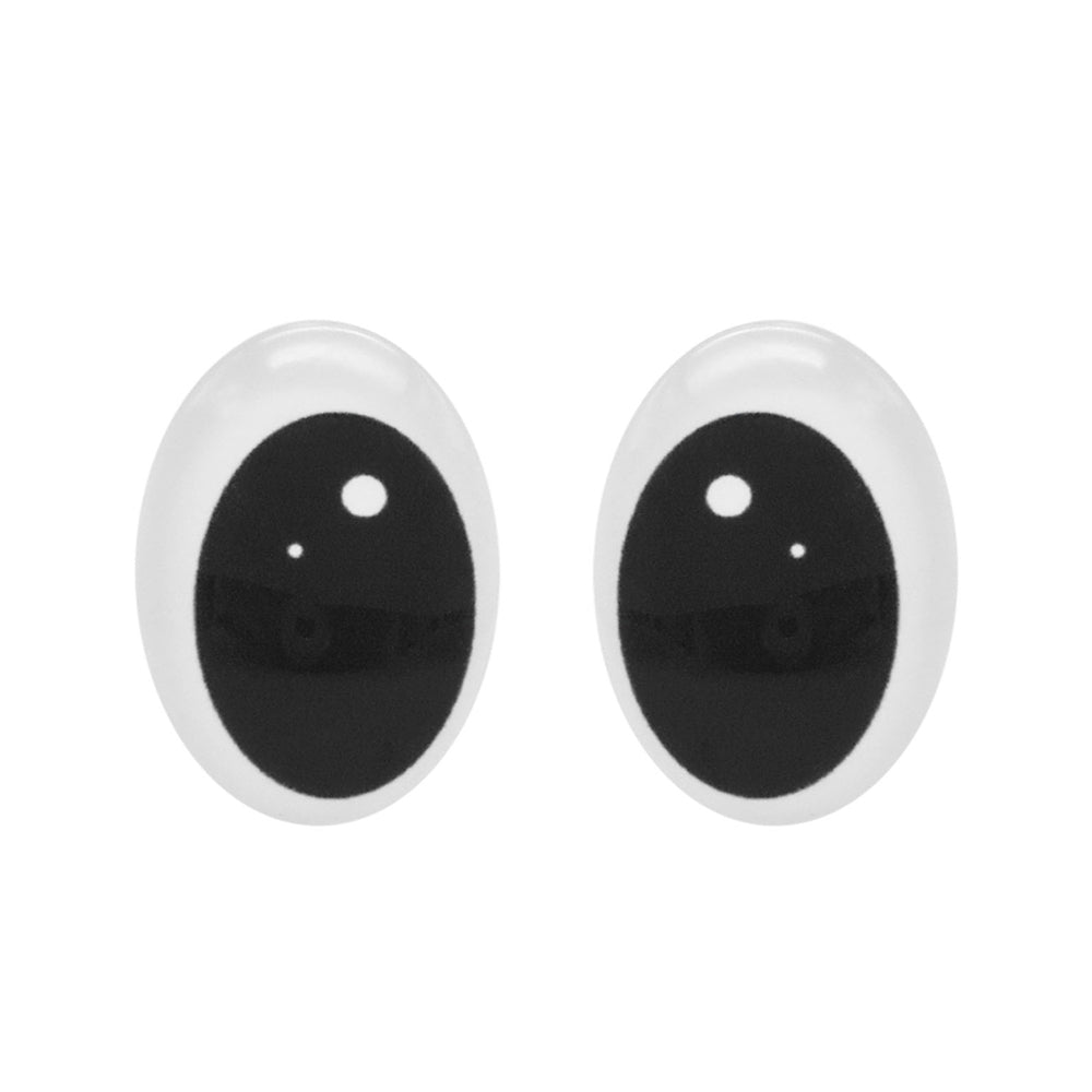 10pairs Cartoon Bear Eyes Oval Doll Eyes Flat Back Glass Cabochons for Plush Doll Toy Decor, DIY Jewelry Making Supplies