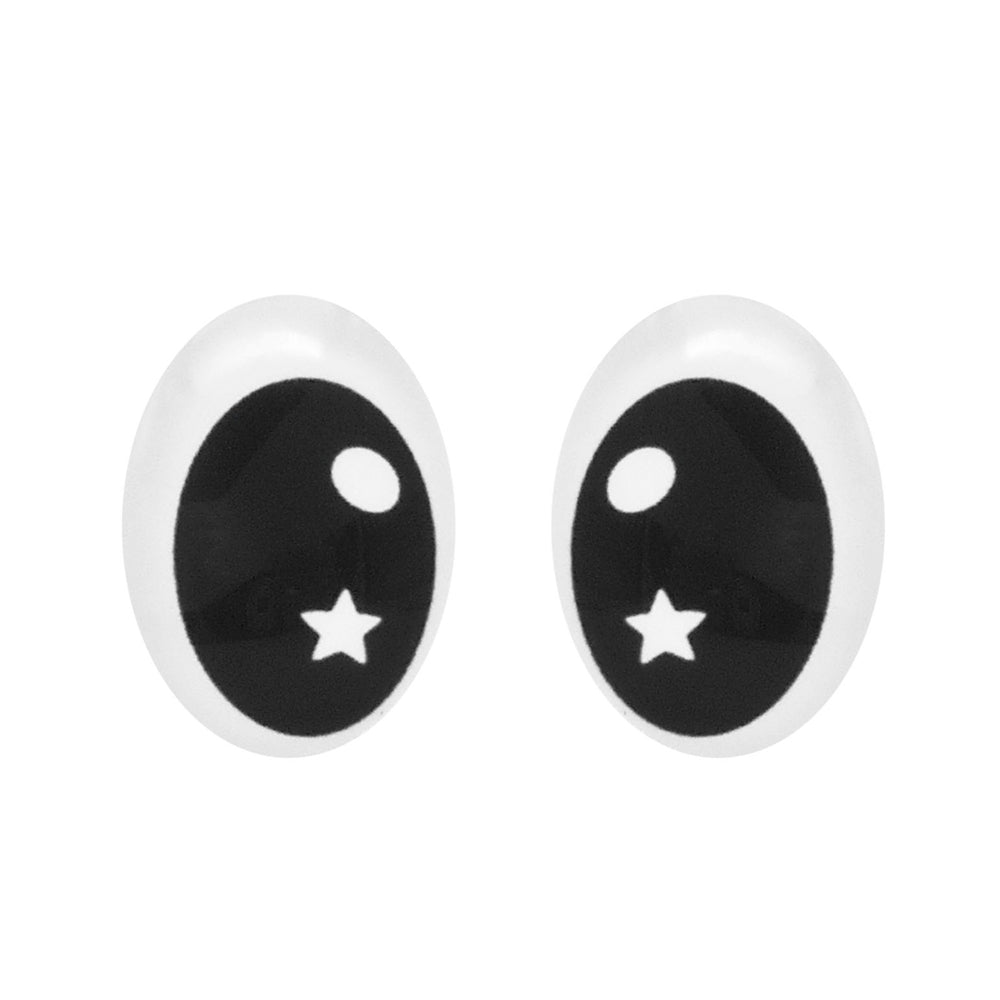 10pairs Cartoon Bear Eyes Oval Doll Eyes Flat Back Glass Cabochons for Plush Doll Toy Decor, DIY Jewelry Making Supplies