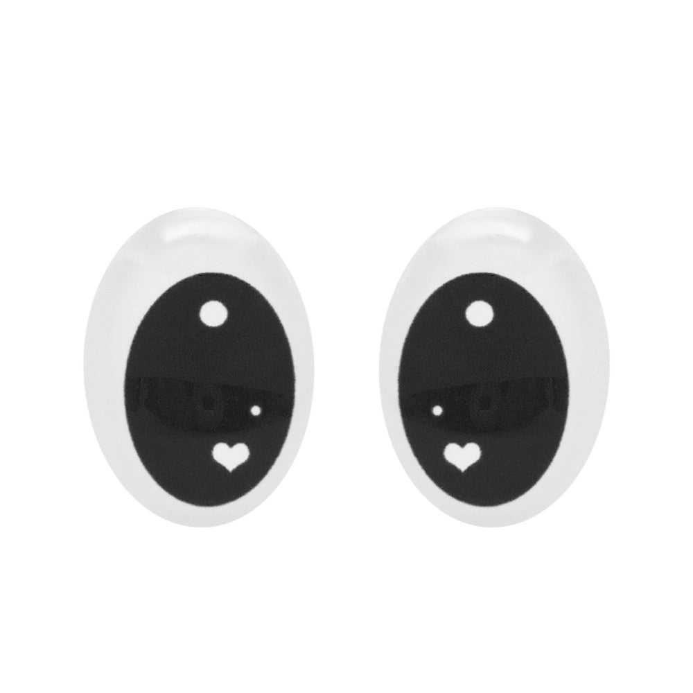 10pairs Cartoon Bear Eyes Oval Doll Eyes Flat Back Glass Cabochons for Plush Doll Toy Decor, DIY Jewelry Making Supplies