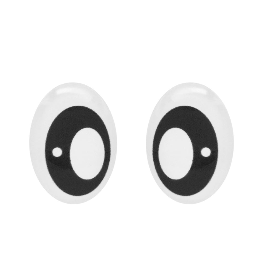 10pairs Cartoon Bear Eyes Oval Doll Eyes Flat Back Glass Cabochons for Plush Doll Toy Decor, DIY Jewelry Making Supplies