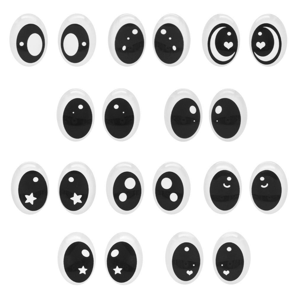 10pairs Cartoon Bear Eyes Oval Doll Eyes Flat Back Glass Cabochons for Plush Doll Toy Decor, DIY Jewelry Making Supplies