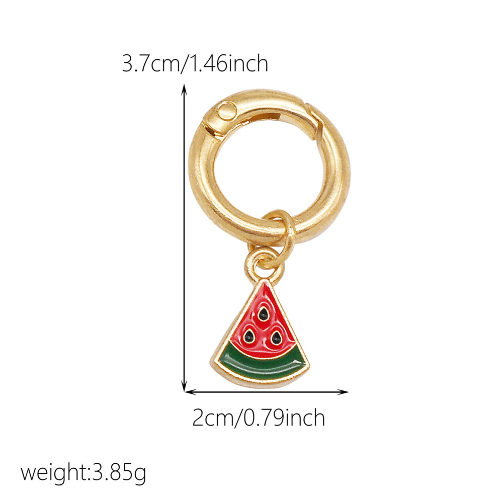 10Pcs Enamel Fruit Charm Keyring Metal Pineapple Apple Design Pendant with Clasp for Key Bag Purse Decor, DIY Jewelry Supplies