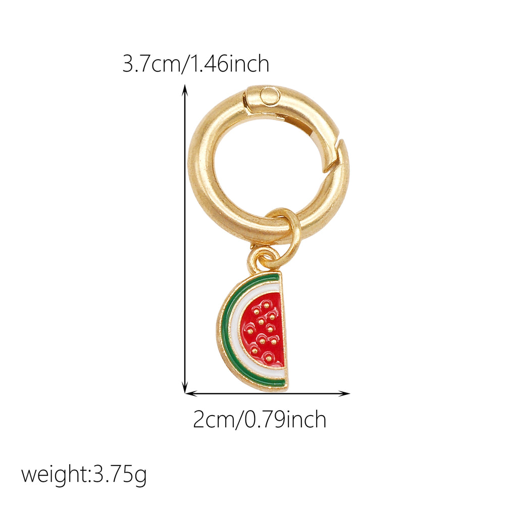 10Pcs Enamel Fruit Charm Keyring Metal Pineapple Apple Design Pendant with Clasp for Key Bag Purse Decor, DIY Jewelry Supplies