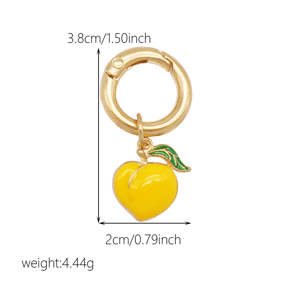 10Pcs Enamel Fruit Charm Keyring Metal Pineapple Apple Design Pendant with Clasp for Key Bag Purse Decor, DIY Jewelry Supplies