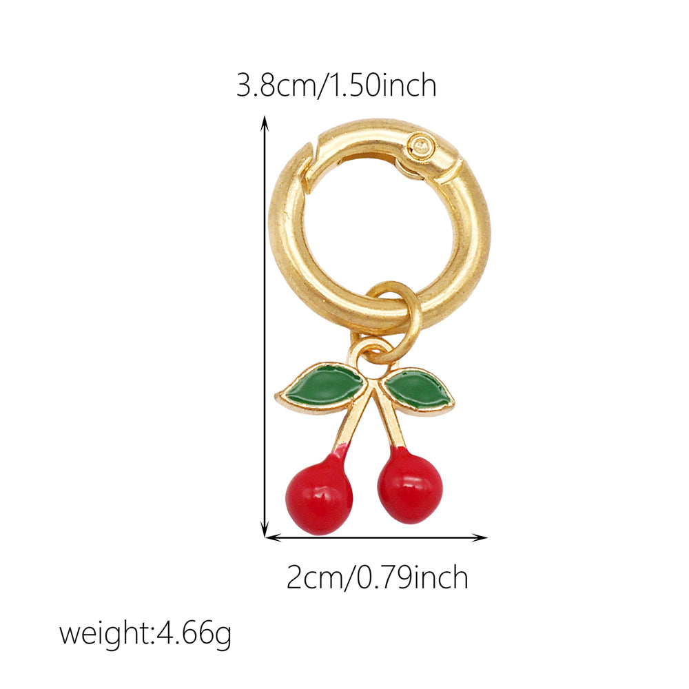 10Pcs Enamel Fruit Charm Keyring Metal Pineapple Apple Design Pendant with Clasp for Key Bag Purse Decor, DIY Jewelry Supplies