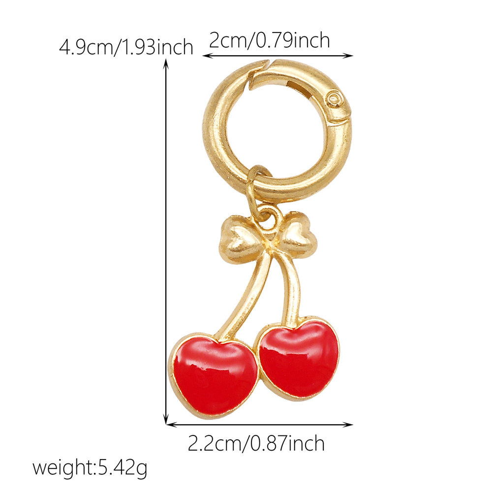 10Pcs Enamel Fruit Charm Keyring Metal Pineapple Apple Design Pendant with Clasp for Key Bag Purse Decor, DIY Jewelry Supplies
