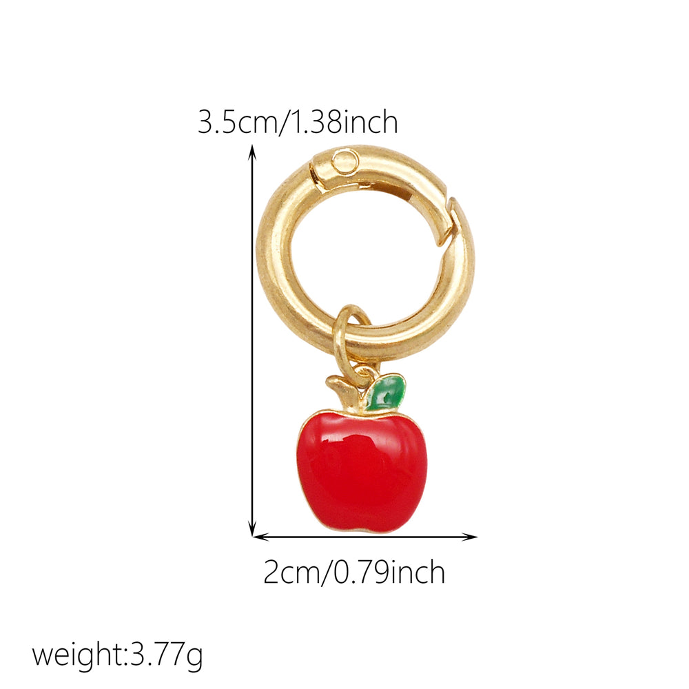 10Pcs Enamel Fruit Charm Keyring Metal Pineapple Apple Design Pendant with Clasp for Key Bag Purse Decor, DIY Jewelry Supplies