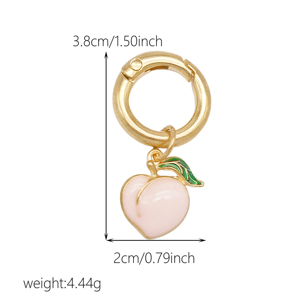 10Pcs Enamel Fruit Charm Keyring Metal Pineapple Apple Design Pendant with Clasp for Key Bag Purse Decor, DIY Jewelry Supplies