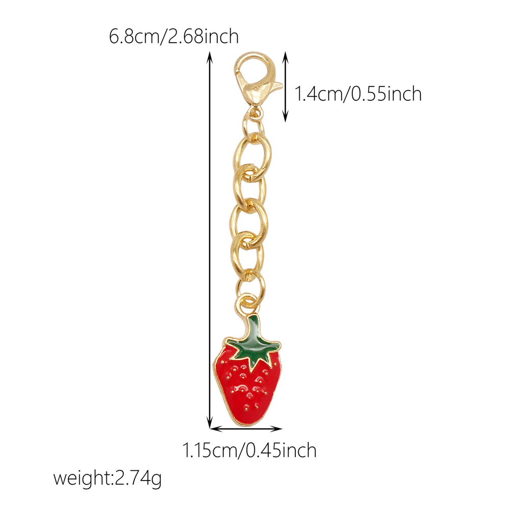 10Pcs Enamel Fruit Charm with Hanging Chain - Keychain Metal Accessory Clip on Pendant for Bag Key Phone Case Decor, Jewelry Making Supplies