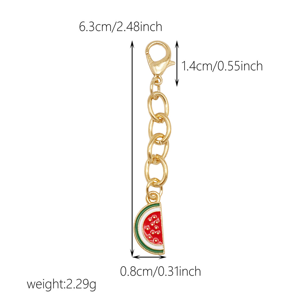 10Pcs Enamel Fruit Charm with Hanging Chain - Keychain Metal Accessory Clip on Pendant for Bag Key Phone Case Decor, Jewelry Making Supplies