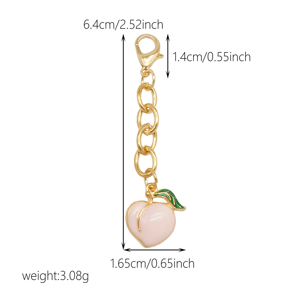 10Pcs Enamel Fruit Charm with Hanging Chain - Keychain Metal Accessory Clip on Pendant for Bag Key Phone Case Decor, Jewelry Making Supplies