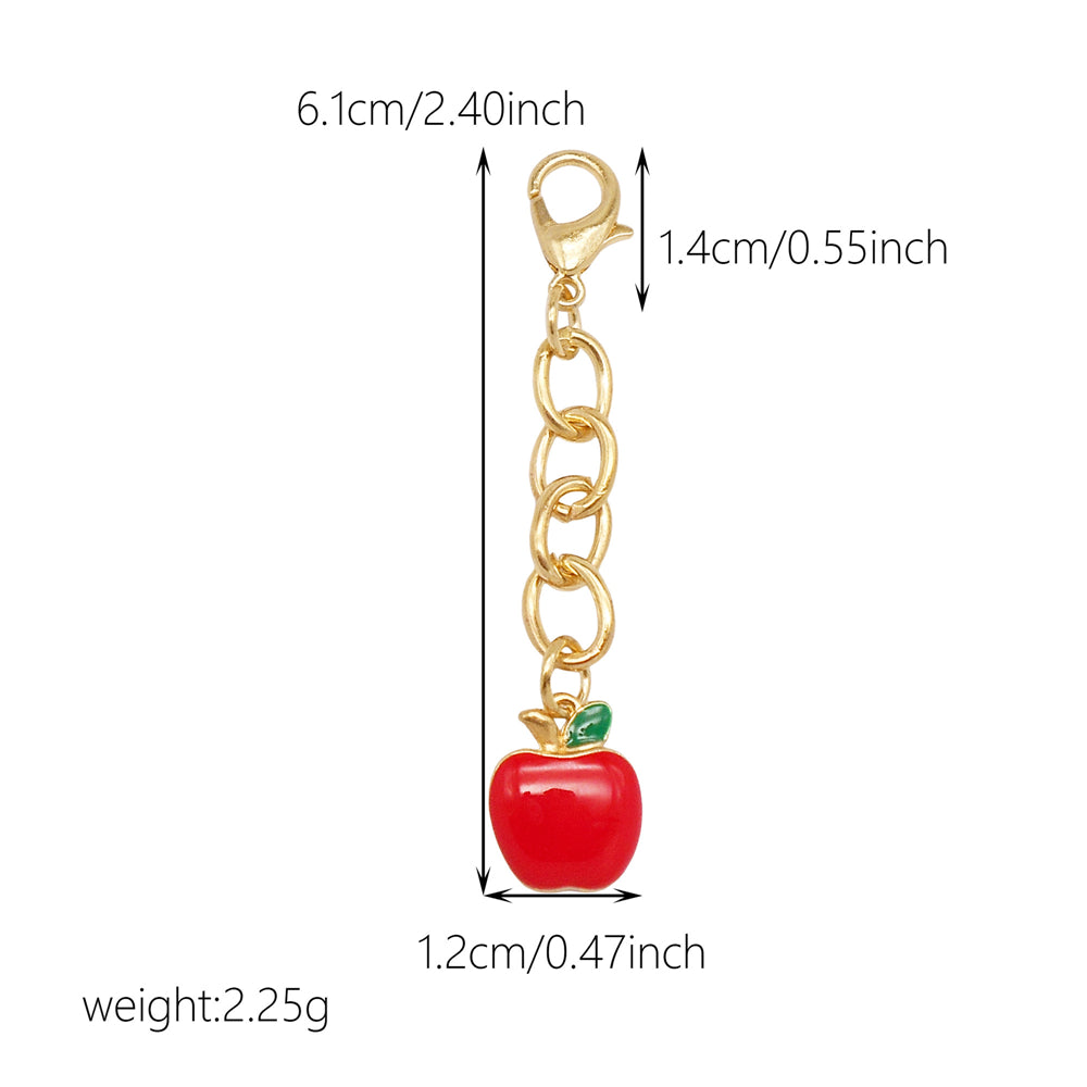 10Pcs Enamel Fruit Charm with Hanging Chain - Keychain Metal Accessory Clip on Pendant for Bag Key Phone Case Decor, Jewelry Making Supplies