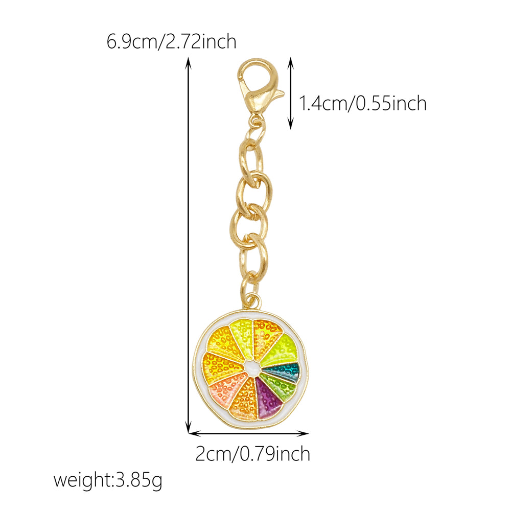 10Pcs Enamel Fruit Charm with Hanging Chain - Keychain Metal Accessory Clip on Pendant for Bag Key Phone Case Decor, Jewelry Making Supplies