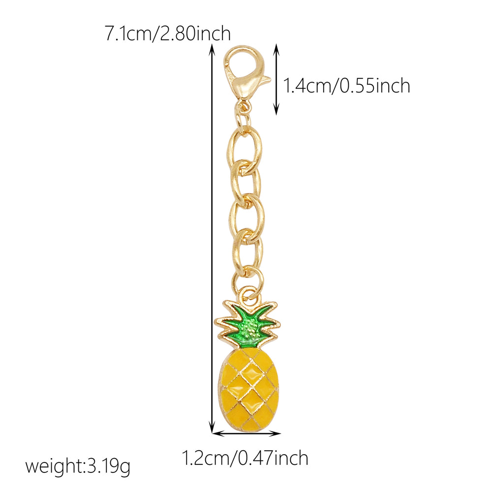10Pcs Enamel Fruit Charm with Hanging Chain - Keychain Metal Accessory Clip on Pendant for Bag Key Phone Case Decor, Jewelry Making Supplies