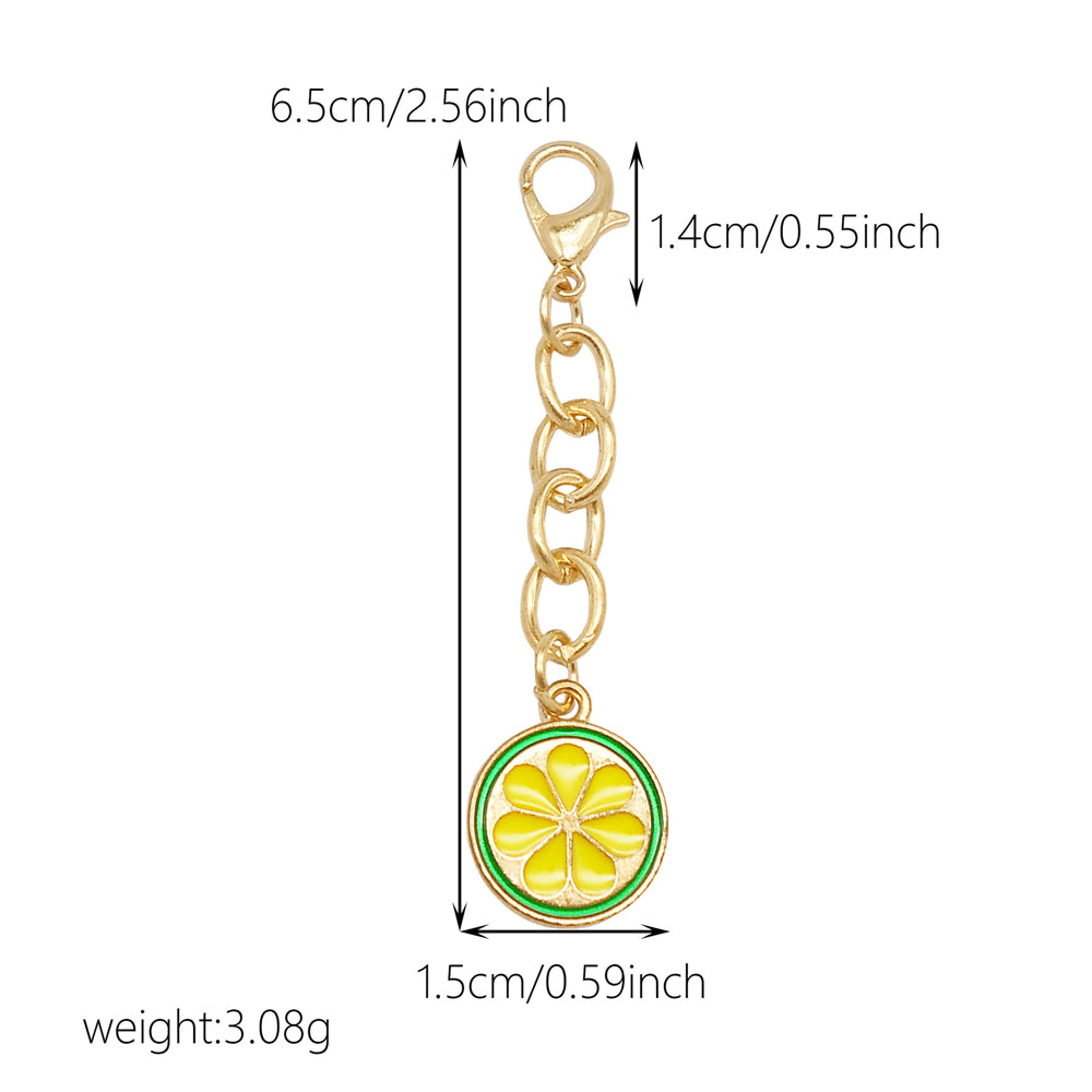 10Pcs Enamel Fruit Charm with Hanging Chain - Keychain Metal Accessory Clip on Pendant for Bag Key Phone Case Decor, Jewelry Making Supplies
