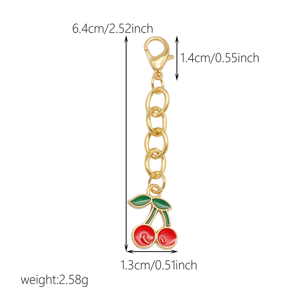 10Pcs Enamel Fruit Charm with Hanging Chain - Keychain Metal Accessory Clip on Pendant for Bag Key Phone Case Decor, Jewelry Making Supplies