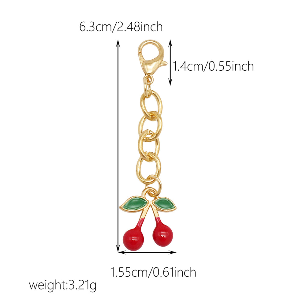 10Pcs Enamel Fruit Charm with Hanging Chain - Keychain Metal Accessory Clip on Pendant for Bag Key Phone Case Decor, Jewelry Making Supplies