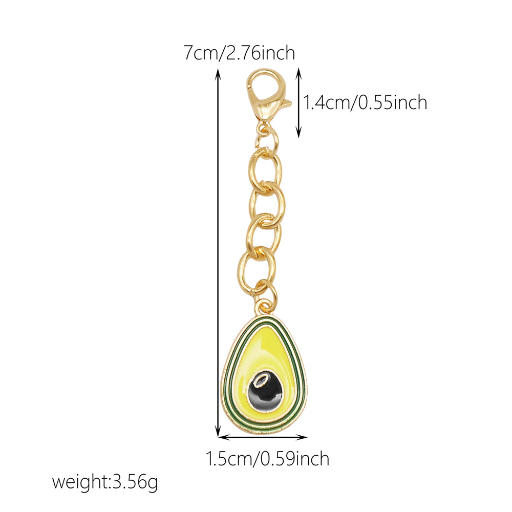 10Pcs Enamel Fruit Charm with Hanging Chain - Keychain Metal Accessory Clip on Pendant for Bag Key Phone Case Decor, Jewelry Making Supplies