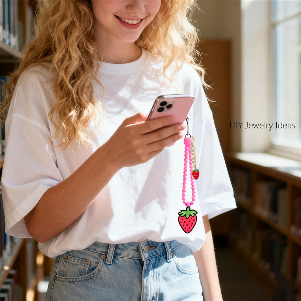 10Pcs Enamel Fruit Charm with Hanging Chain - Keychain Metal Accessory Clip on Pendant for Bag Key Phone Case Decor, Jewelry Making Supplies