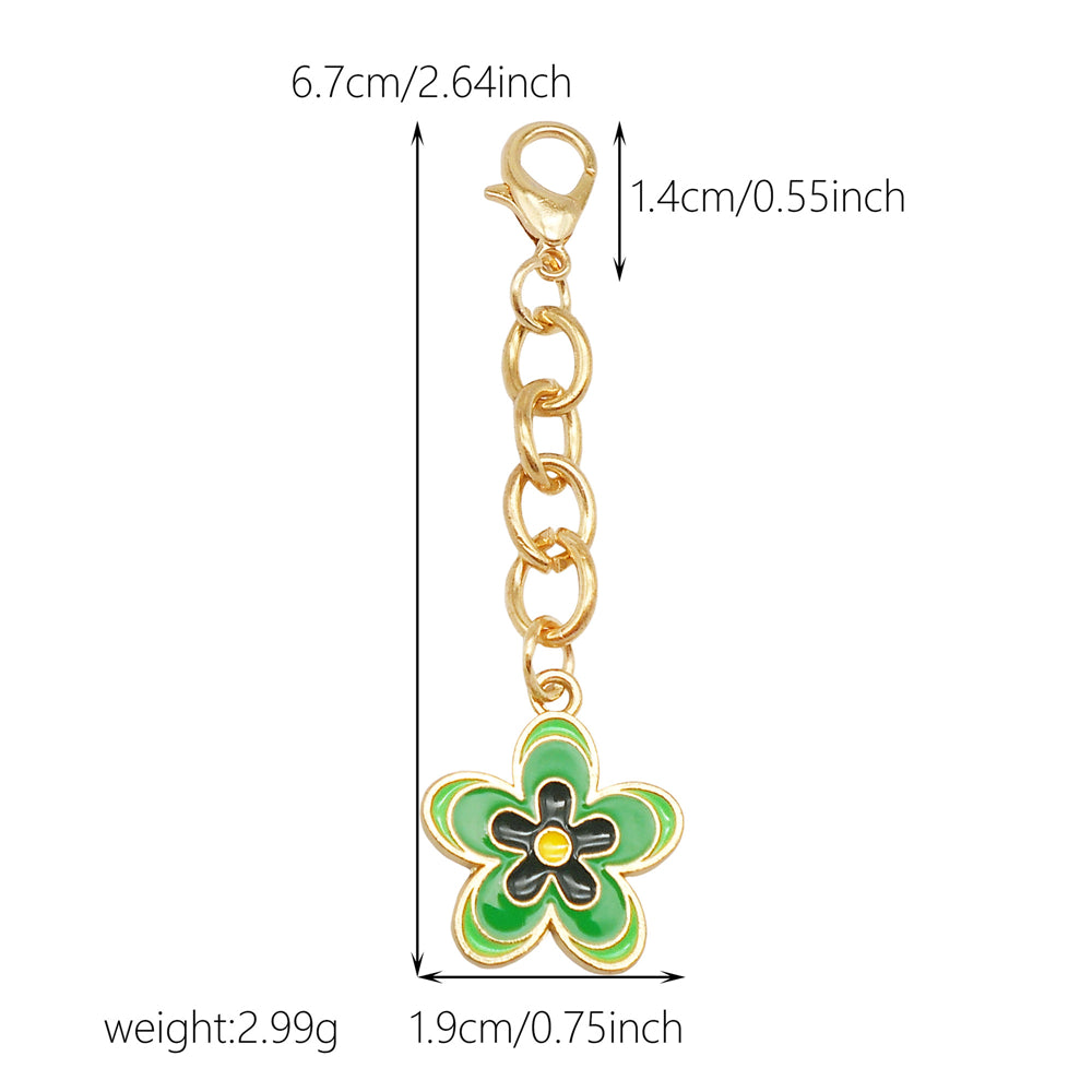 10Pcs Flower Pendant on Chain Enamel Floral Chain with Hanging Chain for Bag Key Purse Decor, DIY Jewelry Supplies