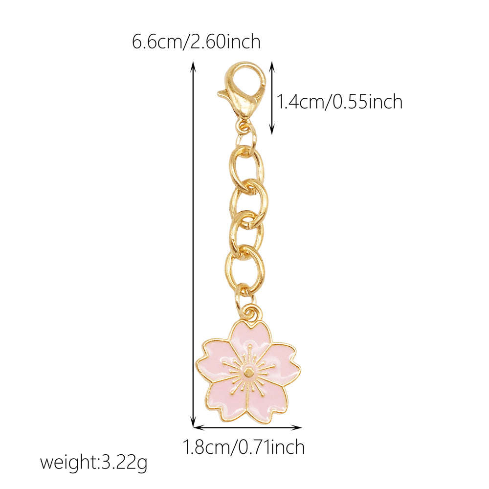 10Pcs Flower Pendant on Chain Enamel Floral Chain with Hanging Chain for Bag Key Purse Decor, DIY Jewelry Supplies