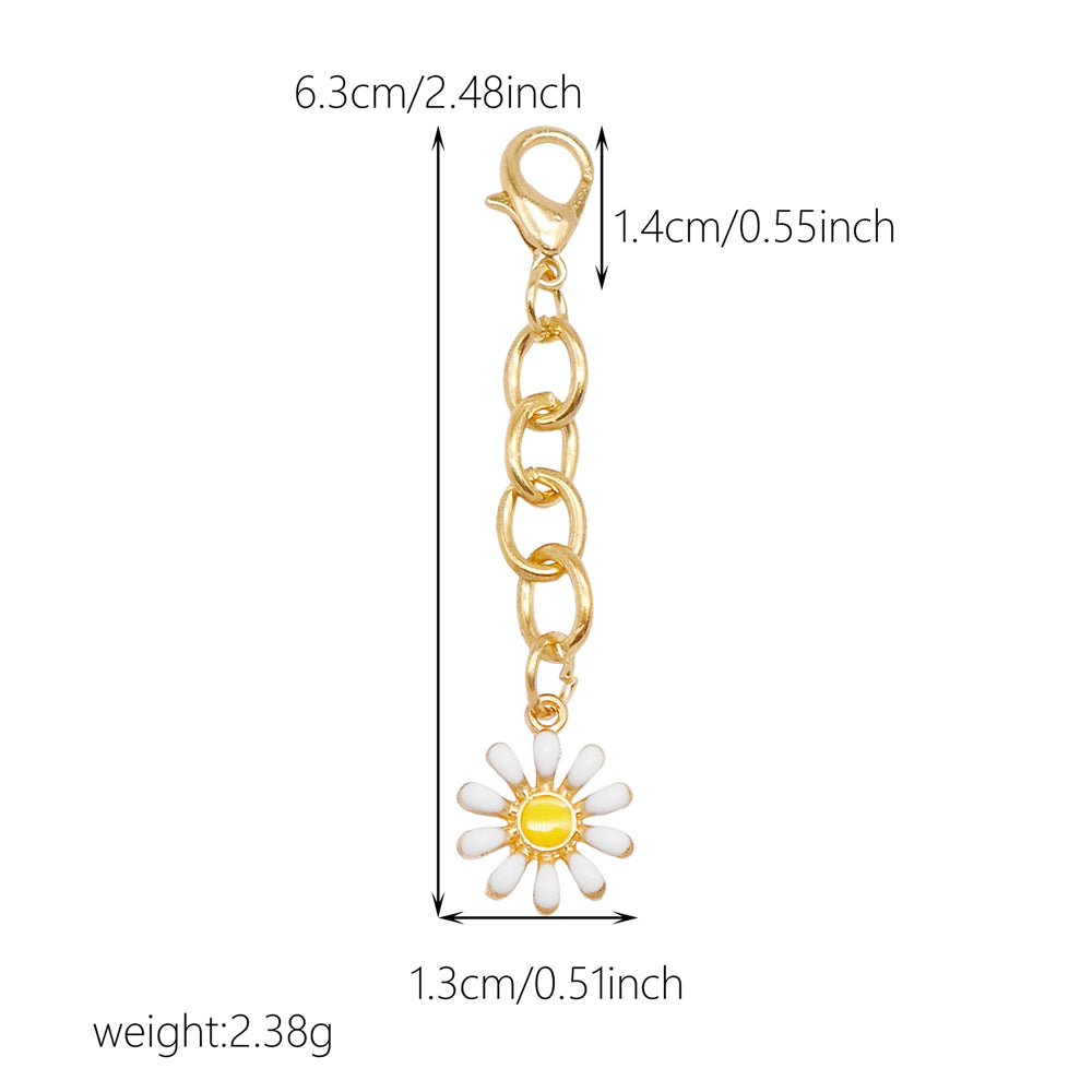 10Pcs Flower Pendant on Chain Enamel Floral Chain with Hanging Chain for Bag Key Purse Decor, DIY Jewelry Supplies