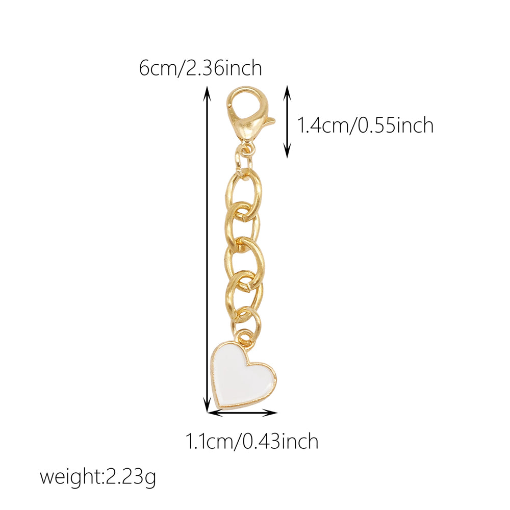 10Pcs Enamel Heart Charm Keychain Metal Chain Charm Clip on Pendant for Bag Key Phone Case Hanging Decor, DIY Jewelry Supplies