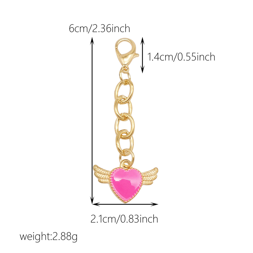 10Pcs Enamel Heart Charm Keychain Metal Chain Charm Clip on Pendant for Bag Key Phone Case Hanging Decor, DIY Jewelry Supplies